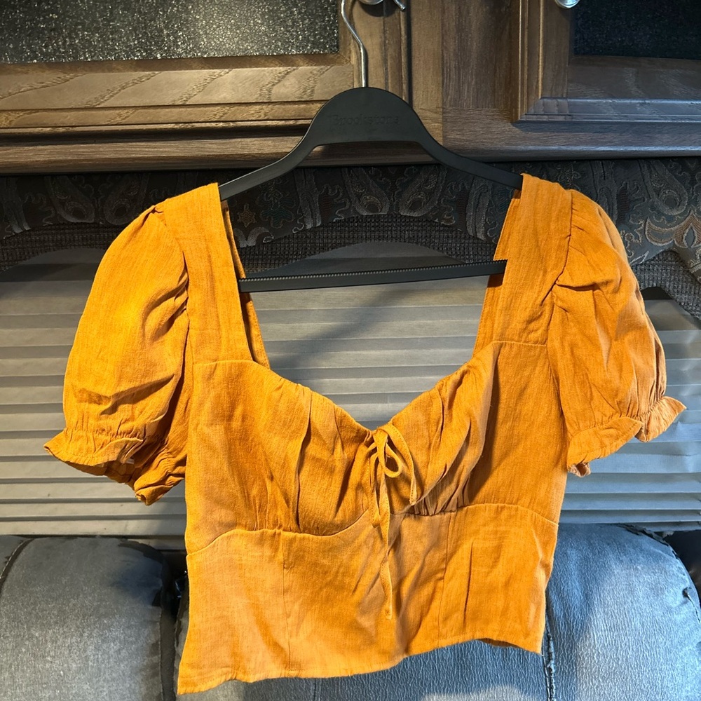 Haute Monde Orange and Beige/light pink Puff Sleeve Blouses - Picture 7 of 13
